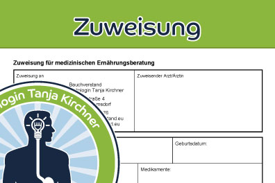 Zuweisung für medizinischen Ernährungsberatung